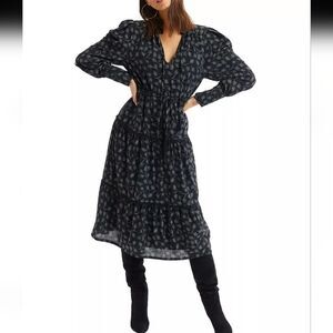 NEW ALLISON NEW YORK Meadow Print Maxi Dress Black Small